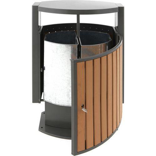 Illustration de : Poubelle d'extérieur tri sélectif Look au bois 2x39L