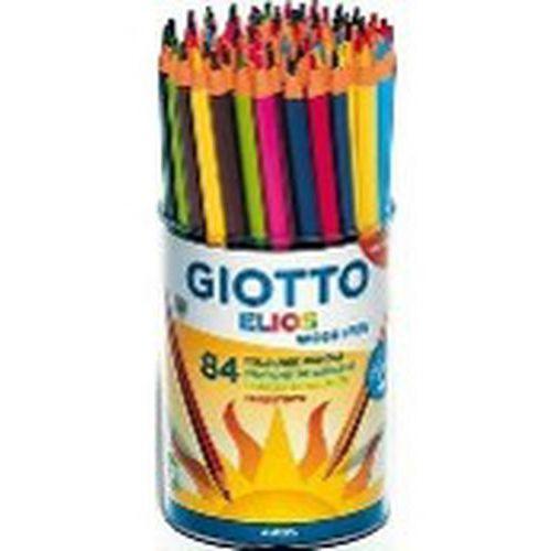 Illustration de : Pot 84 crayons 18 cm elios tri omyacolor - Giotto