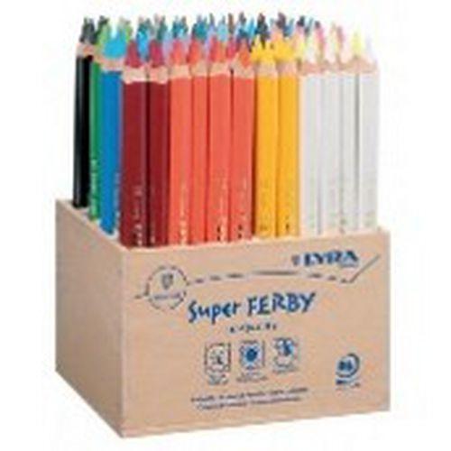 Illustration de : Lot 96 crayons super ferby 24 couleurs 18cm Ø mine 6,25 mm - Lyra