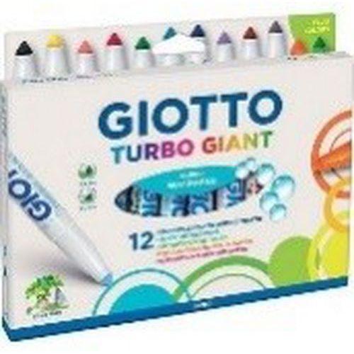 Illustration de : Etui 12 feutres pointe extra large turbo giant omyacolor - Giotto