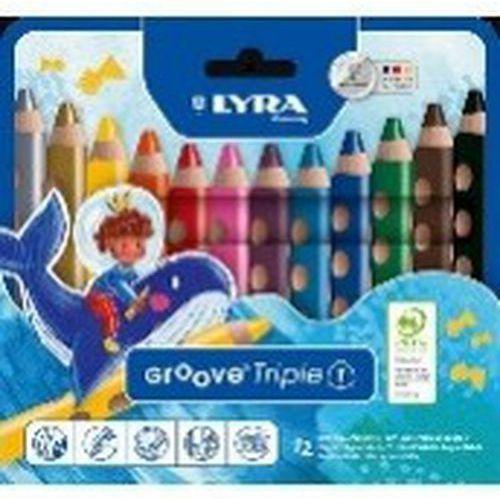 Illustration de : Etui de 12 crayons couleurs groove triple one - Lyra