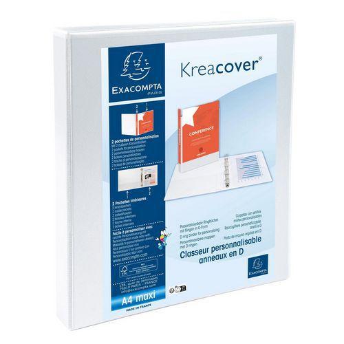 Illustration de : Classeur personnalisable KREACOVER A4+ Ø 16 mm blanc - Exacompta