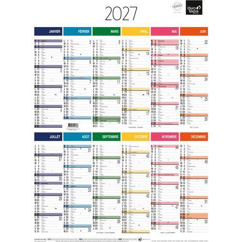 Illustration de : Calendrier vertical Arc en ciel 12 mois - Année 2027 - Quo Vadis