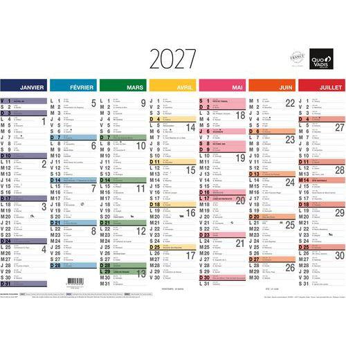 Illustration de : Calendrier banque Arc en ciel - 55x40,5cm - 13 mois - 2027 - Quo Vadis