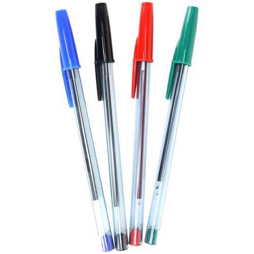 Illustration de : Etui 4 stylos bille plastique recyclé 4 couleurs