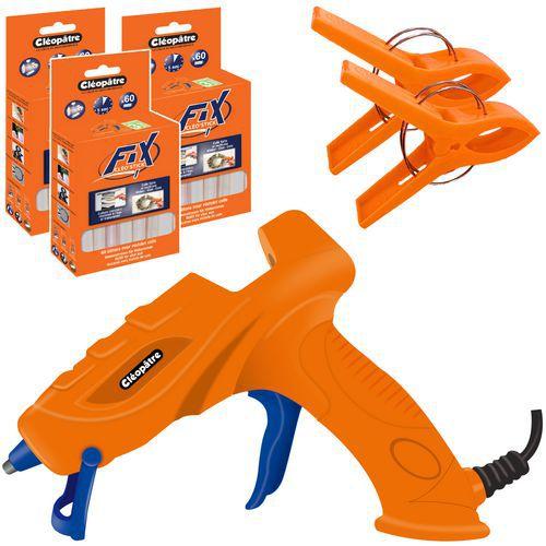 Illustration de : Atelier scolaire 180 bâtons colle Ø7 1 pistolet 2 pinces - Cléopâtre