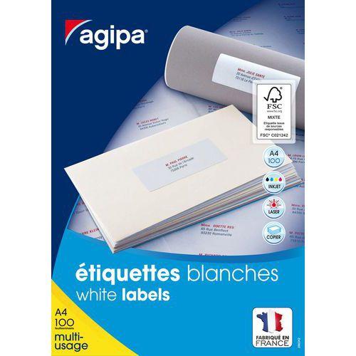 Illustration de : Boite 200 étiquettes adhésives blanches 210 x 148,5 mm - Agipa