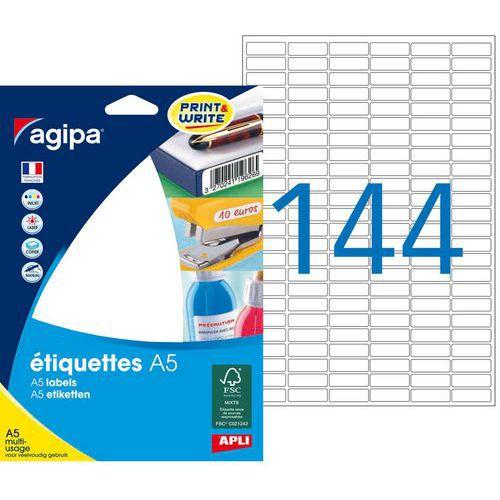 Illustration de : Etui A5 de 2304 étiquettes blanches multi-usages 8 x 20 mm - Agipa