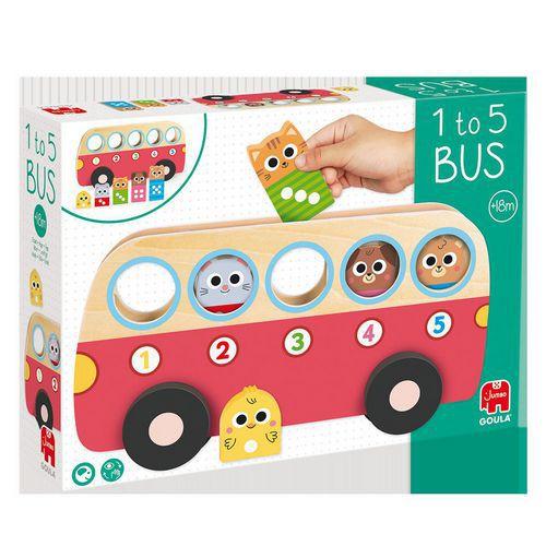 Illustration de : Bus de comptage 1 à 5 en bois - Goula