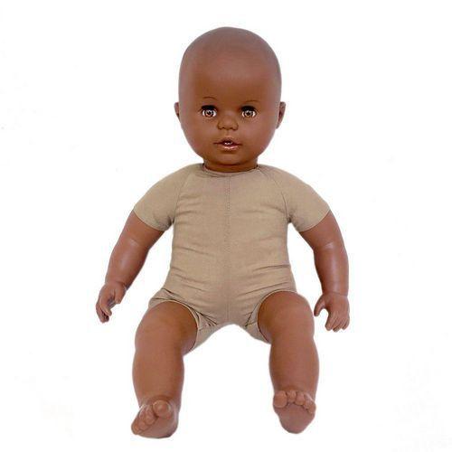 Illustration de : Poupon africain corps souple sans cheveux 50 cm - Les Pluminis
