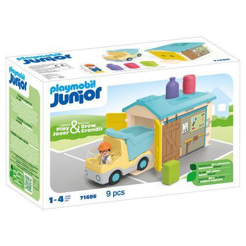 Illustration de : Ouvrier avec camion et garage - Playmobil
