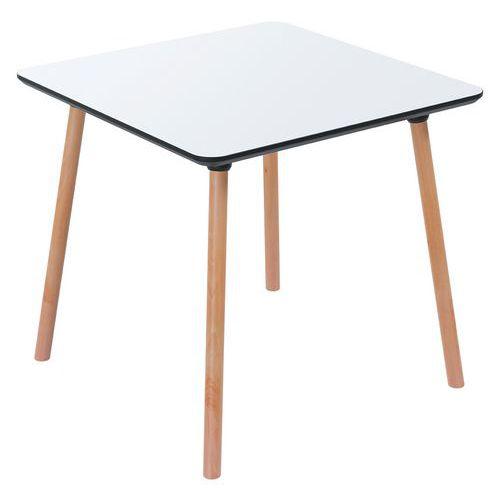 Table réunion Palas 80X80 cm pied hêtre plateau Blanc thumbnail image 1