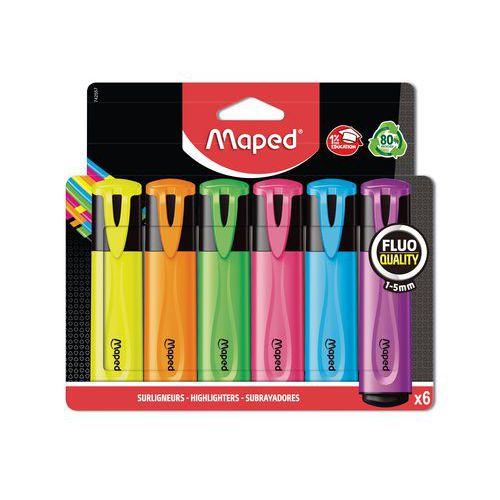 Illustration de : Pochette 6 gros fluo couleurs assortis - Maped