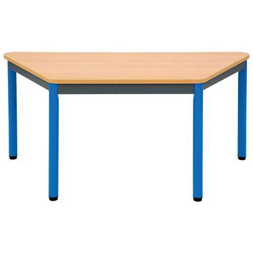 Illustration de : Table maternelle trapèze 4 pieds tube Lise