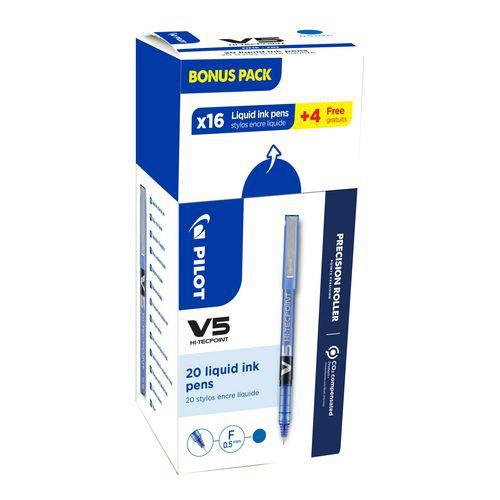 Stylo roller encre liquide Hi-Tecpoint V5 Pilot (Boite de 20) - Bleu thumbnail image 1