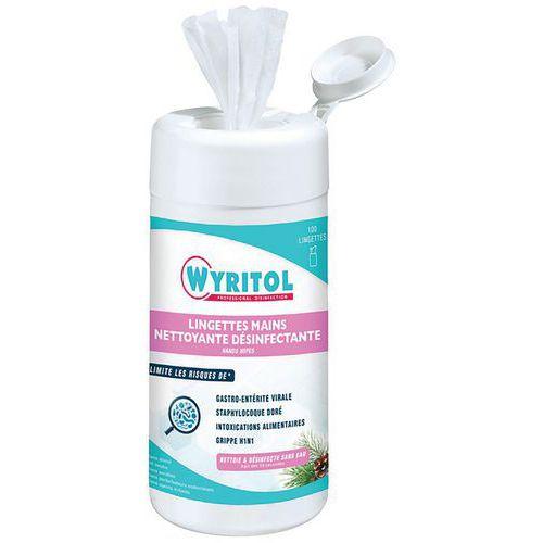 Illustration de : Wyritol 100 lingettes mains désinfectantes - Lot de 12 boîtes