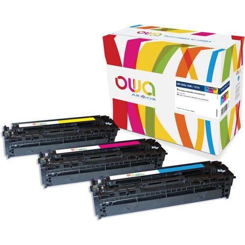 Illustration de : Toner remanufacturé HP 131A - CANON 731CMY - OWA