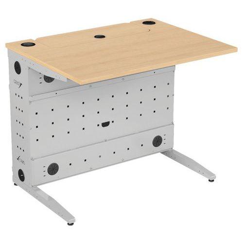 Bureau PLUG-IN écran sortie verticale plateau mélaminé 2 pieds époxy - 90x70 cm thumbnail image 1