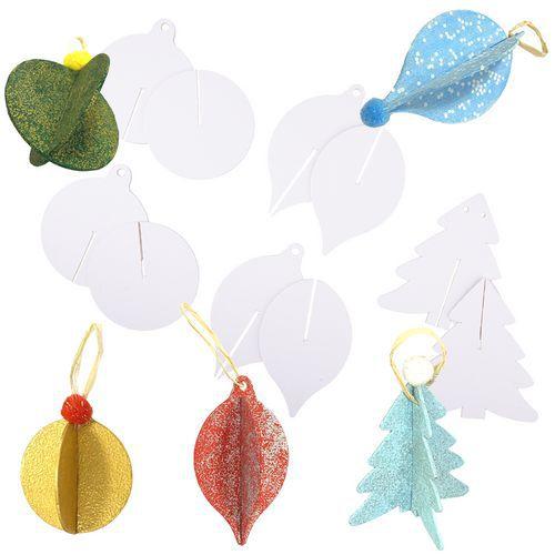 Illustration de : Lot 30 suspensions nöel à monter carton blanc 3d - Cleopatre