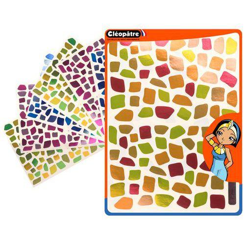 Illustration de : Pochette 12 feuilles mosaïques 4 camaïeux métal - Cleopatre