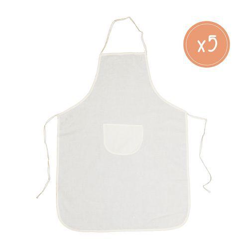 Illustration de : Lot 5 tabliers adulte coton 100g/m² - 65 x 90 cm
