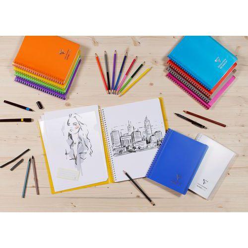 Illustration de : Carnet dessin 14,8x21cm spiralé 100 pages Koverbook - Clairefontaine