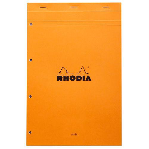 Bloc agrafé Rhodia ORANGE N 20 21x31,8cm Seyès 80f perf. 4t. 80g - Lot de 5 thumbnail image 1