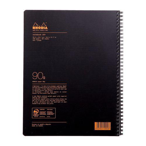 Illustration de : Cahier 90g A4+ 160 pages 5X5 + cadre microperforé - Rhodia