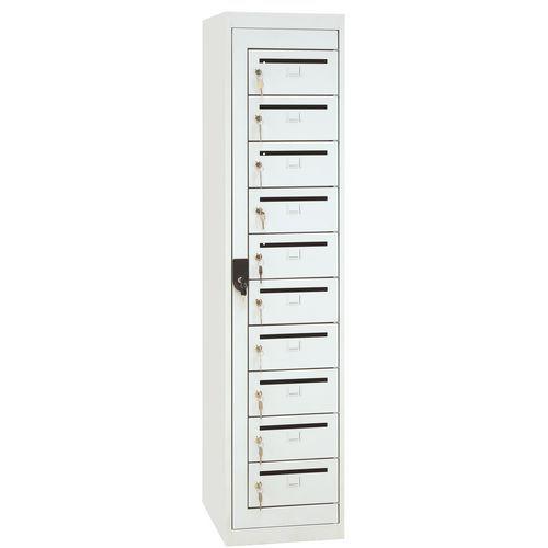 Illustration de : Armoire courrier 10 cases sur socle -  largeur 400 mm - Manutan Expert