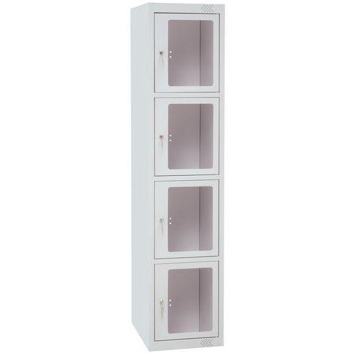 Vestiaire porte transparente 4 cases - 1 colonne lg 40cm Gris/Gris thumbnail image 1