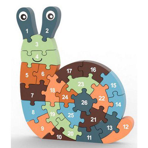Illustration de : Puzzle chiffres et lettres escargot - Sapinmalin