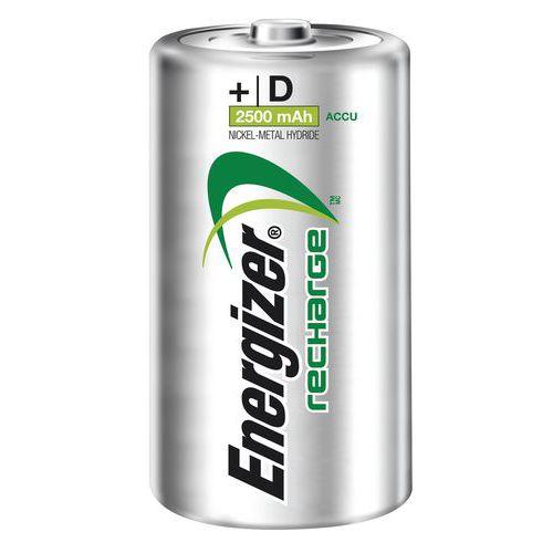 Illustration de : Pile alcaline rechargeable - D/LR20 - Lot de 2 - Energizer