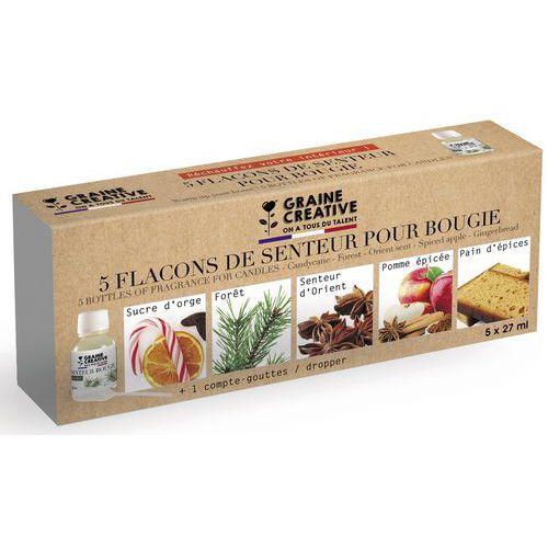 Illustration de : Lot 5 flacons 27ml senteur bougie - Graine créative