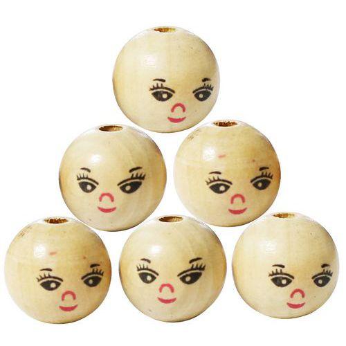 Sachet 30 perles visage bois 22mm thumbnail image 1