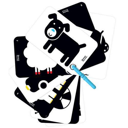 Illustration de : Cartes les contrastes 3 mois - Banana Panda