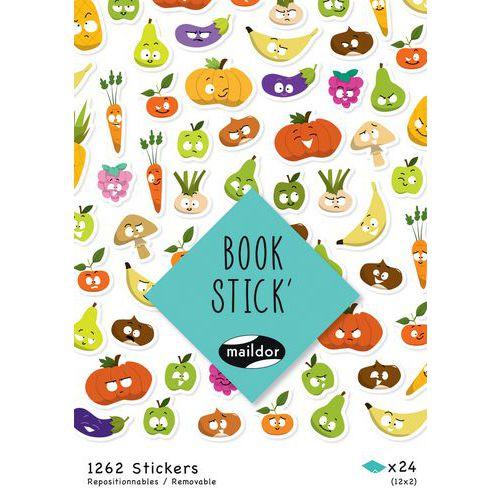 Illustration de : Etui 1262 gommettes fruits & légumes émotions - Maildor