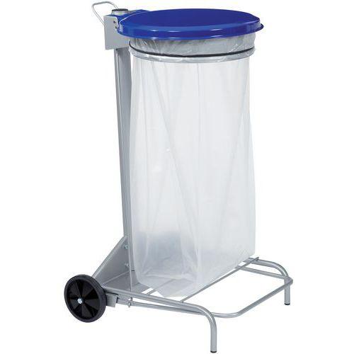 Support roulant pour sac poubelle de tri 110 L couvercle bleu - Rossignol thumbnail image 1