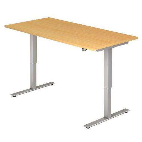 Bureau droit hauteur réglable électrique Evol 160x80 cm Plateau Hêtre thumbnail image 1