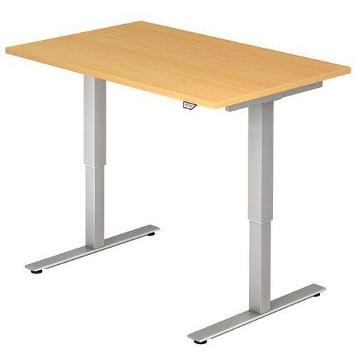 Bureau droit hauteur réglable électrique Evol 121x80 cm Plateau Hêtre thumbnail image 1