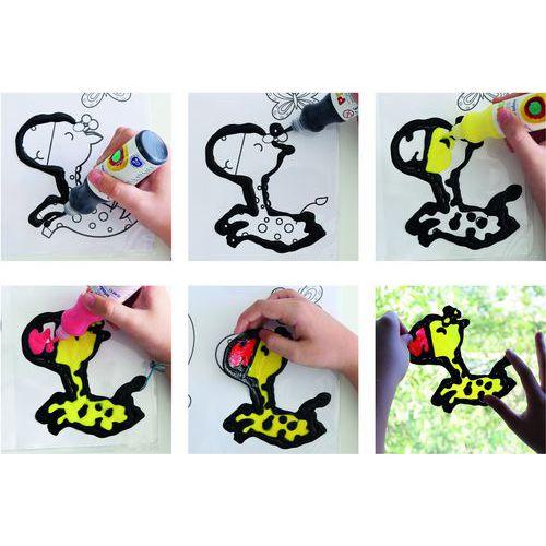 Illustration de : Set 6 flacons window color 80 ml avec bec verseur - Primo