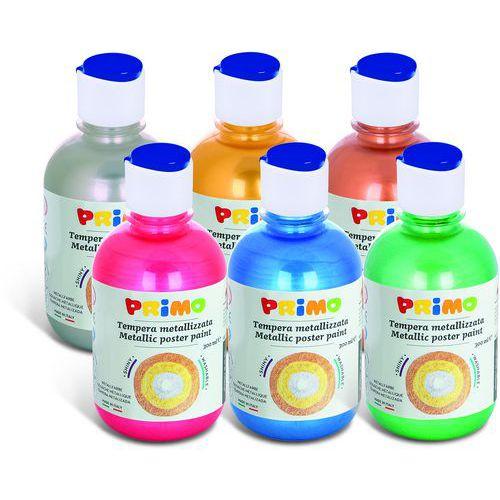 Illustration de : Assortiment de 6 flacons 300 ml gouache métallisée - Primo