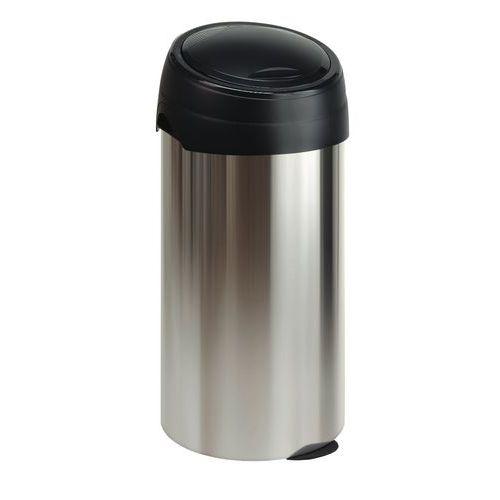 Poubelle ronde avec ouverture Touch 60L gris inox thumbnail image 1