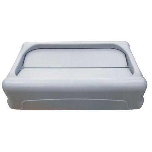 Illustration de : Couvercle gris basculant pour Slim Jim Vented 60 et 87 L - Rubbermaid