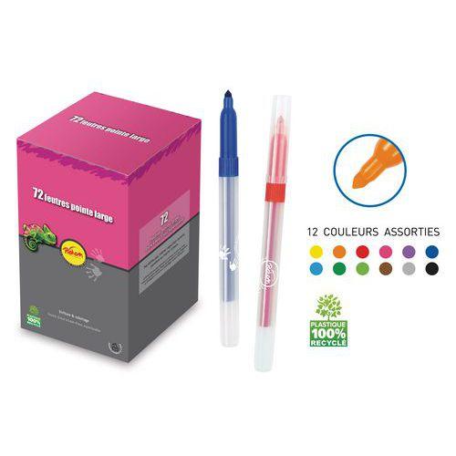 Illustration de : Pot 72 feutres dessin pointe large - Pichon