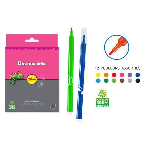 Illustration de : Pochette 12 feutres dessin pointe fine Ø 2 mm - Pichon