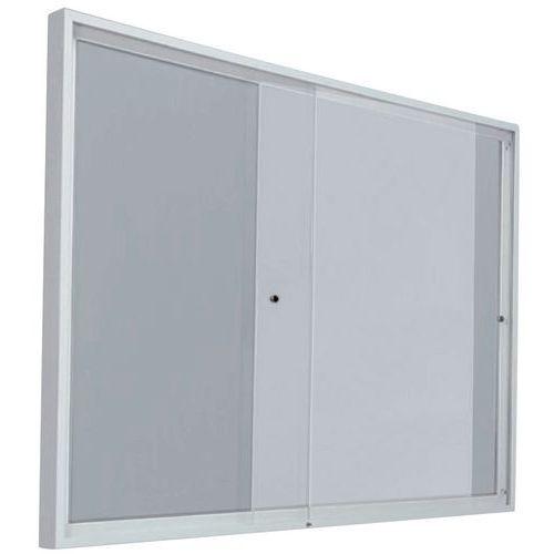 Vitrine intérieur porte coulissante fond acier coloris gris H 68 cm x L 116 cm thumbnail image 1