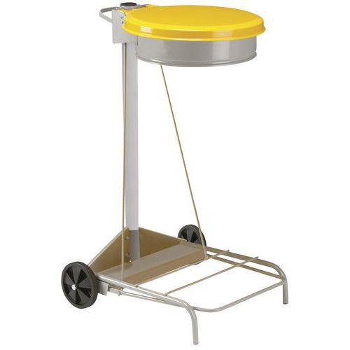 Support roulant pour sac poubelle de tri 110 L couvercle jaune - Rossignol thumbnail image 1