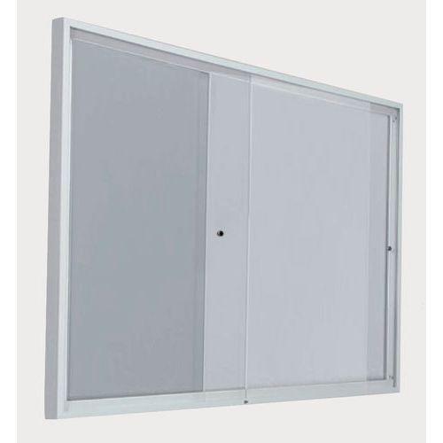 Vitrine intérieur porte coulissante fond acier coloris gris H 68 cm x L 72 cm thumbnail image 1
