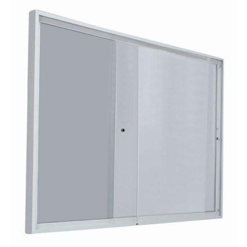 Vitrine intérieur porte coulissante fond acier coloris gris H 68 cm x L 94 cm thumbnail image 1