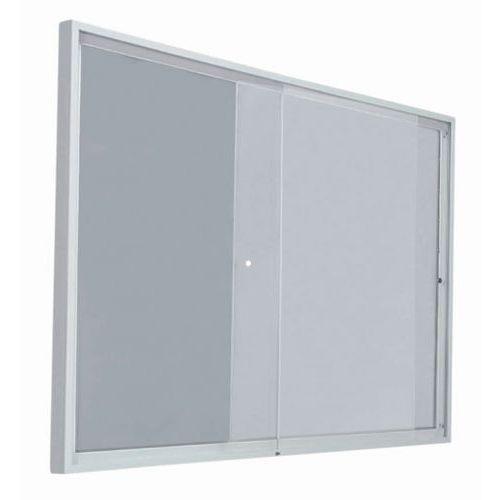 Vitrine intérieur porte coulissante fond acier coloris gris H 68 cm x L 50 cm thumbnail image 1
